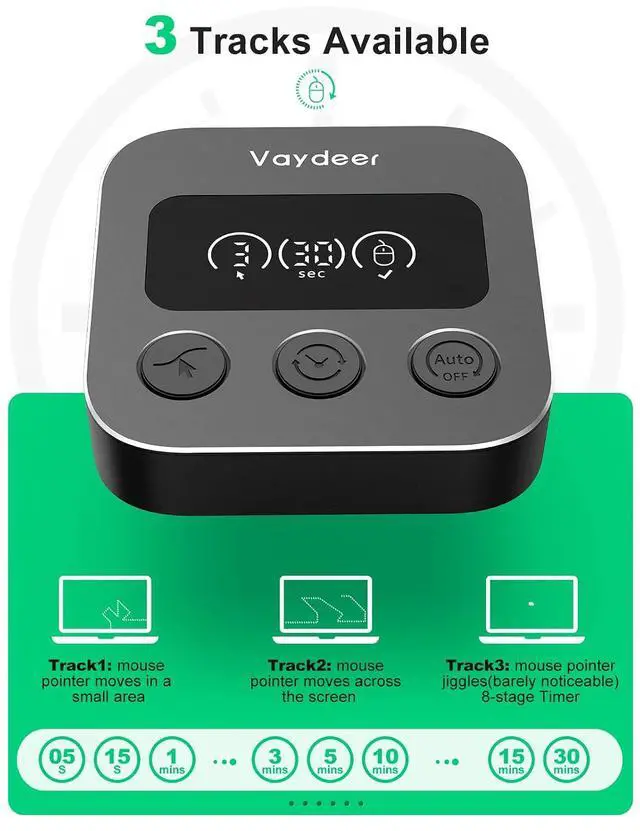 Alt view image 5 of 7 - Smart Mouse Jiggler, X3 Plus Undetectable Mouse Mover by IT, Auto Running When AFK, Auto Stop When Mouse in use, Plug and Play with LED Display, 3 Tracks, Undetectable Mouse Shaker Wiggler