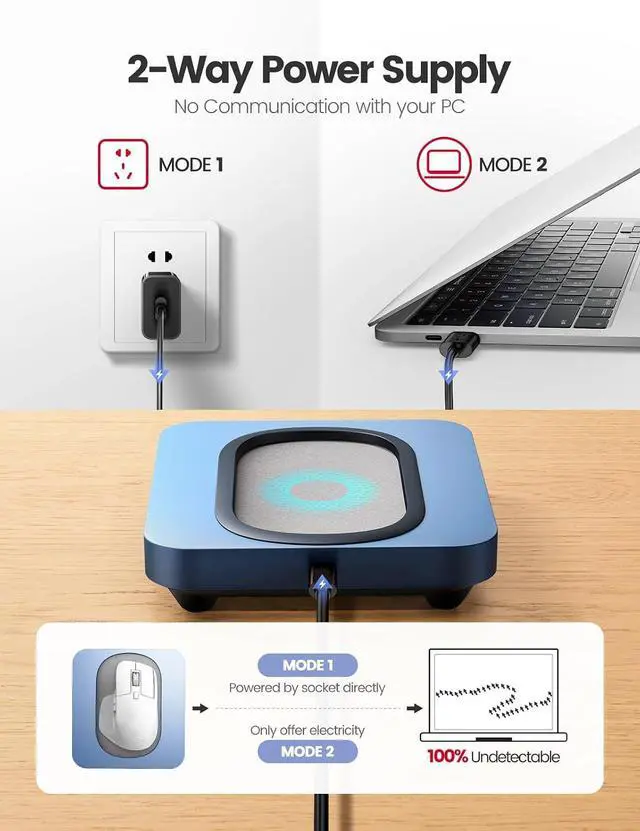 Alt view image 7 of 7 - Enlarged Turntable Mouse Mover, Max 3 Mouse Jiggler with Adjustable Intervals User-Friendly Buttons and LED Display Mouse Shaker Wiggler to Keep Your PC Awake