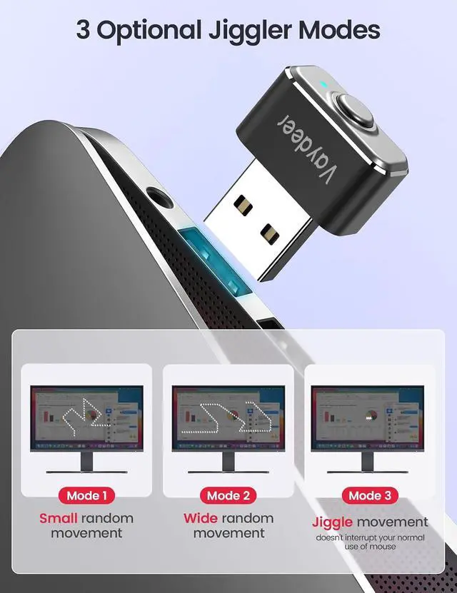 Alt view image 7 of 7 - Ultra Slim Mouse Mover & Jiggler, Air 3 & Metal Mini, T3s, Undetectable & Noiseless, Simulates Realistic Movement, Driver-Free, Keeps PC Active