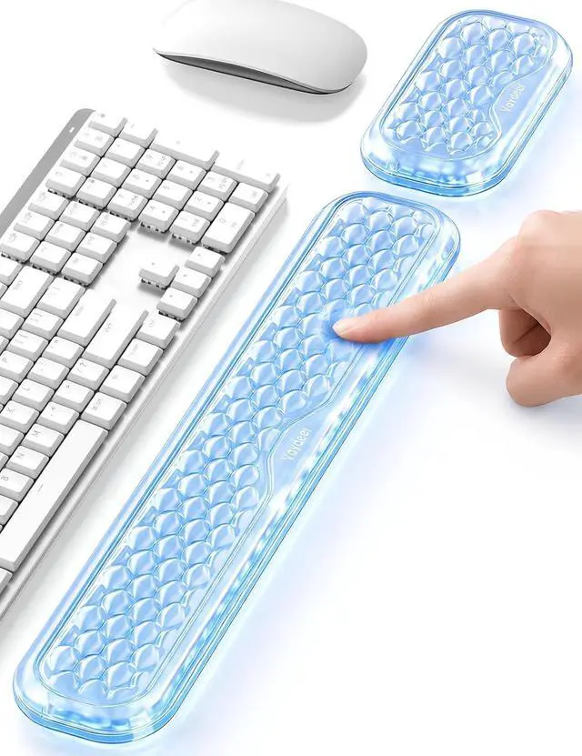 Main image of Gel Wrist Rest Set for Keyboard and Mouse, Ergonomic Wrist Support | Cooling Gel Keyboard and Mouse Wrist Pads with Non-Slip Base for Typing, Gaming, Laptop, Home Office, Glacier Blue