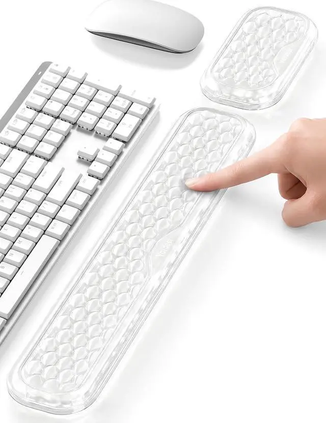 Main image of Gel Wrist Rest Set for Keyboard and Mouse, Ergonomic Wrist Support | Cooling Gel Keyboard and Mouse Wrist Pads with Non-Slip Base for Typing, Gaming, Laptop, Home Office, Crystal Clear