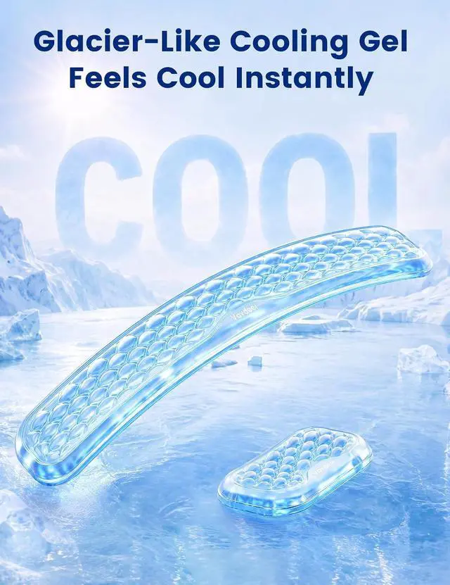 Alt view image 4 of 7 - Gel Wrist Rest Set for Keyboard and Mouse, Ergonomic Wrist Support | Cooling Gel Keyboard and Mouse Wrist Pads with Non-Slip Base for Typing, Gaming, Laptop, Home Office, Glacier Blue