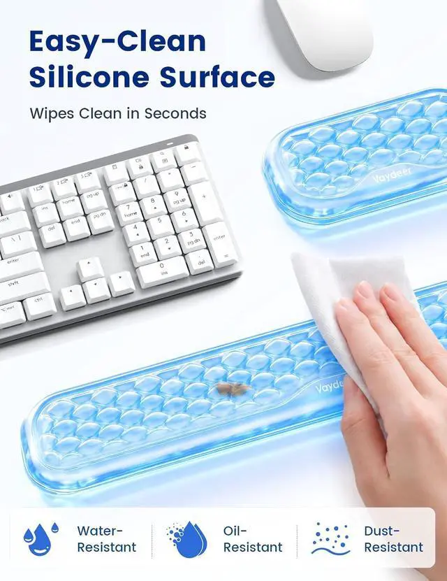Alt view image 6 of 7 - Gel Wrist Rest Set for Keyboard and Mouse, Ergonomic Wrist Support | Cooling Gel Keyboard and Mouse Wrist Pads with Non-Slip Base for Typing, Gaming, Laptop, Home Office, Glacier Blue