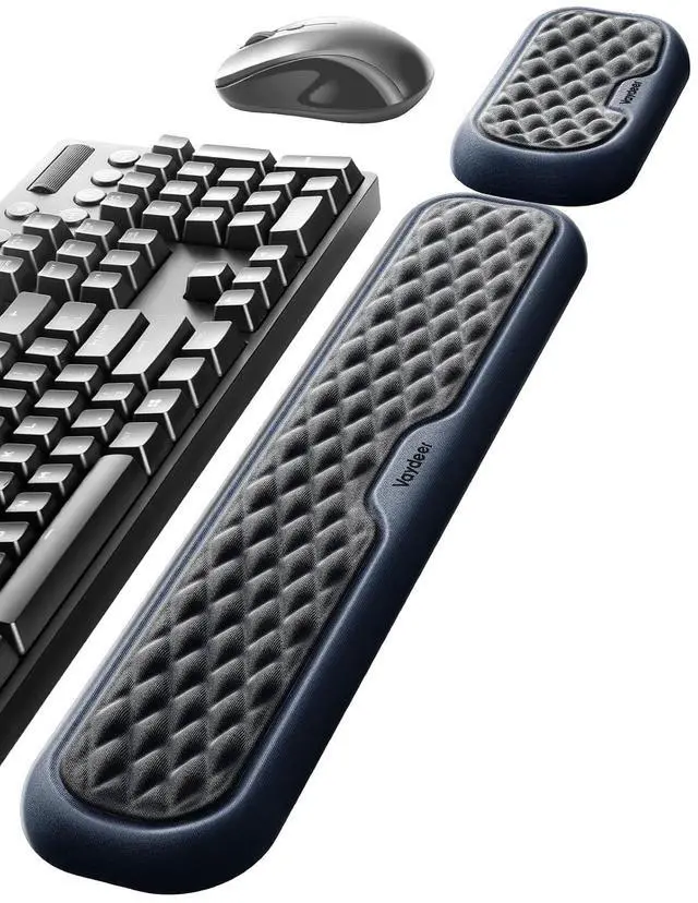 Main image of Wrist Rest for Keyboard and Mouse, Computer Ergonomic Wrist Support Pad, Soft Memory Foam Arm Cushion for Desk, Palm Hand Office Laptop Typing-Dark Black and Blue