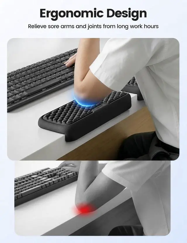 Alt view image 2 of 7 - 2Pcs Elbow Rest Pad, L-Shaped Wrist Rest, Desk Edge Cushion | Ergonomic Memory Foam Arm Rest Support Keyboard Mouse Elbow Pad for Palm Hand Office Computer Home Gaming Accessories-Black