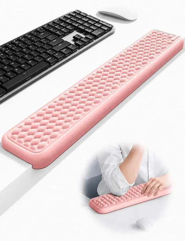 Main image of Ergonomic Full-Length L-Shaped Elbow Rest Pad, Desk Edge Pad, Pink | Soft Memory Foam Supports Elbow and Forearm, Desk Edge Cushion for Keyboard, Mouse, Office and Gaming Use
