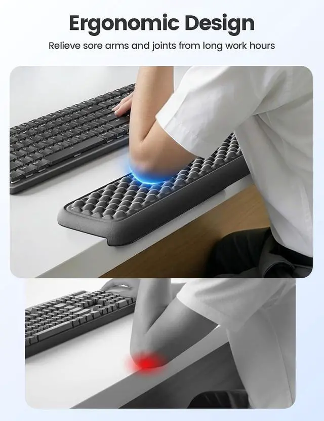 Alt view image 2 of 7 - Ergonomic Full-Length L-Shaped Elbow Rest Pad, Desk Edge Pad, Pink | Soft Memory Foam Supports Elbow and Forearm, Desk Edge Cushion for Keyboard, Mouse, Office and Gaming Use