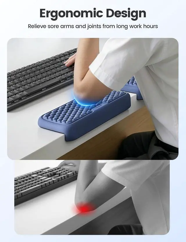 Alt view image 2 of 7 - 2Pcs Elbow Pad for Desk, L-Shaped Arm Rest, Ergonomic Elbow Rest | Memory Foam Desk Edge Cushion, Wrist Rest Pad Keyboard Mouse Support for Palm Hand Office Computer Home Gaming Accessories