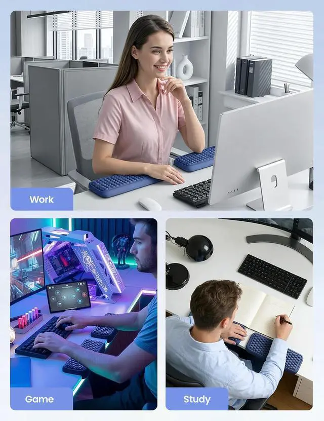 Alt view image 6 of 7 - 2Pcs Elbow Pad for Desk, L-Shaped Arm Rest, Ergonomic Elbow Rest | Memory Foam Desk Edge Cushion, Wrist Rest Pad Keyboard Mouse Support for Palm Hand Office Computer Home Gaming Accessories