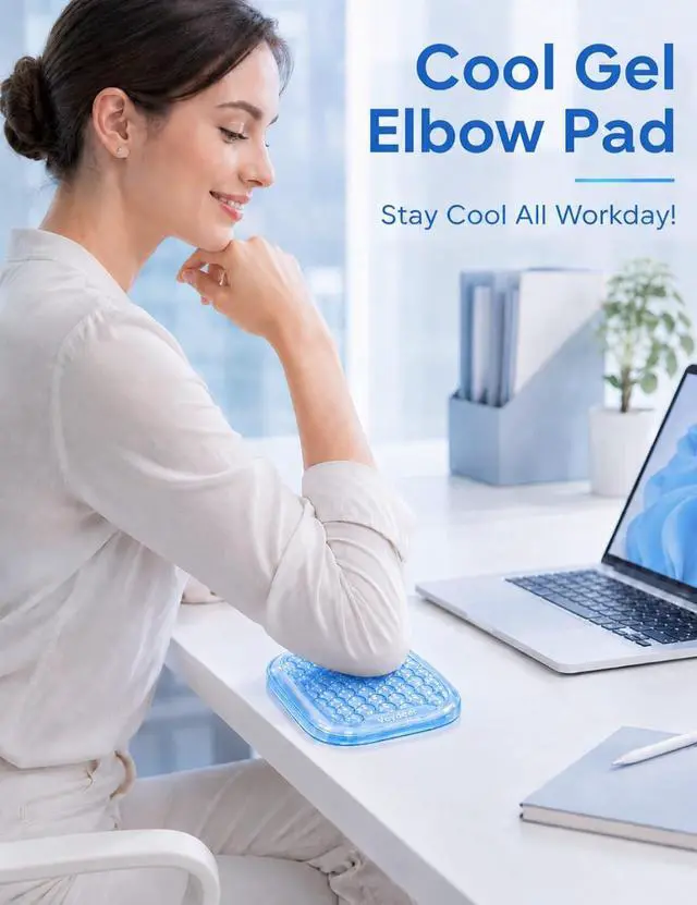 Alt view image 2 of 7 - Clear Gel Elbow Pad for Desk, Ergonomic Arm Rest Cushion | Desk Wrist Rest for Keyboard and Mouse, Keyboard Wrist Pad for Computer and Laptop Typing, Gaming and Office Glacier Blue