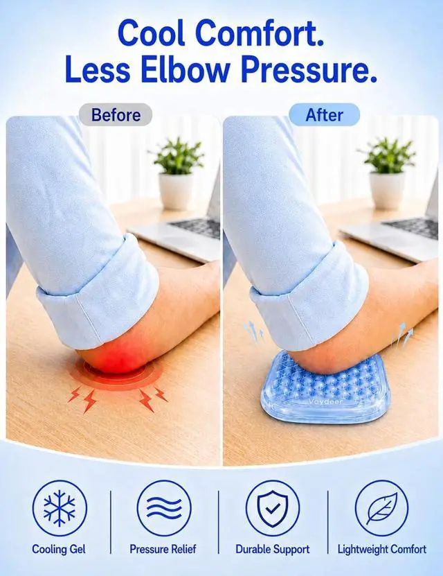 Alt view image 3 of 7 - Clear Gel Elbow Pad for Desk, Ergonomic Arm Rest Cushion | Desk Wrist Rest for Keyboard and Mouse, Keyboard Wrist Pad for Computer and Laptop Typing, Gaming and Office Crystal Clear