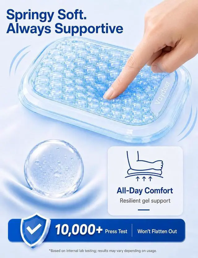 Alt view image 5 of 7 - Clear Gel Elbow Pad for Desk, Ergonomic Arm Rest Cushion | Desk Wrist Rest for Keyboard and Mouse, Keyboard Wrist Pad for Computer and Laptop Typing, Gaming and Office Crystal Clear