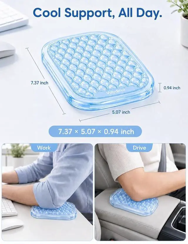 Alt view image 7 of 7 - Clear Gel Elbow Pad for Desk, Ergonomic Arm Rest Cushion | Desk Wrist Rest for Keyboard and Mouse, Keyboard Wrist Pad for Computer and Laptop Typing, Gaming and Office Glacier Blue
