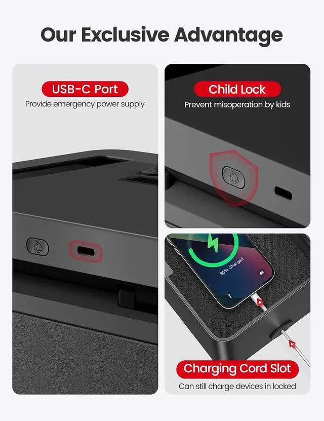 Alt view image 5 of 7 - Large Metal Timed Lock Box, Phone Lock Box with Timer, USB-C Power | Time-release storage for phones, tablets, medicine and snacks, designed to support self-control routines