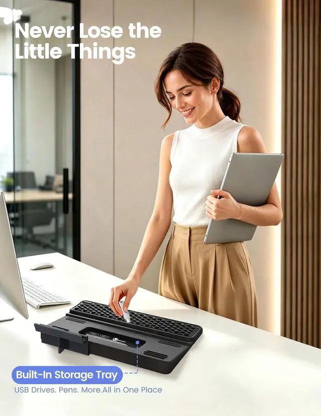 Alt view image 5 of 7 - 4-in-1 Keyboard Wrist Rest, Ergonomic Keyboard Stand with Adjustable Phone Stand, Tilt Computer Pad Typing Support for Desk, Memory Foam Cushion Storage Riser Holder Tray Lift for Office Home
