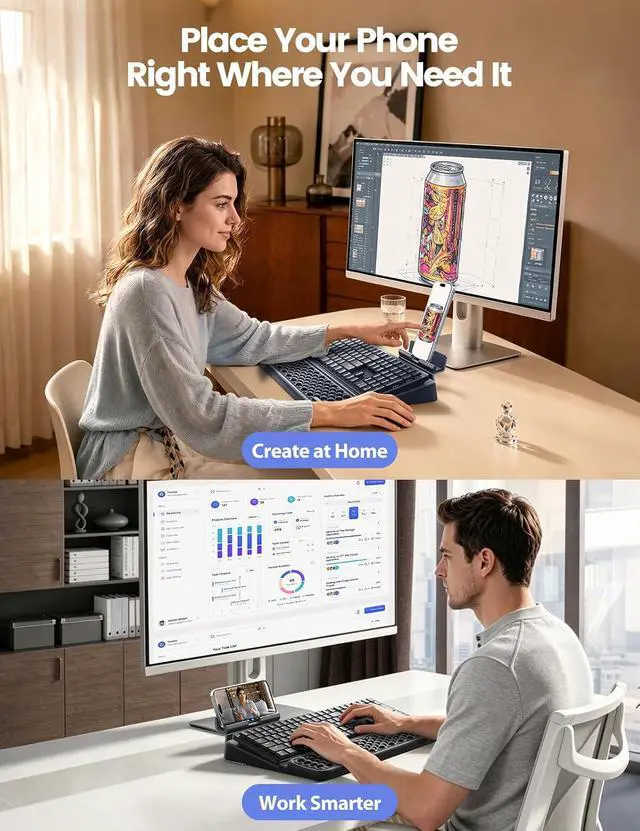 Alt view image 4 of 7 - 4-in-1 Keyboard Wrist Rest, Ergonomic Keyboard Stand with Adjustable Phone Stand, Tilt Computer Pad Typing Support for Desk, Memory Foam Cushion Storage Riser Holder Tray Lift for Office Home