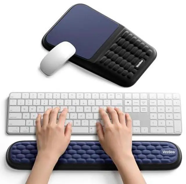 Main image of 2-in-1 Keyboard & Mouse Wrist Rest Set Ergonomic Pain-Relief Support, Memory Foam Wrist Cushion with 8° Slope & Massage Nubs, Non-Slip PU Base, Relieves Wrist Pain & Carpal Tunnel from Long Typing
