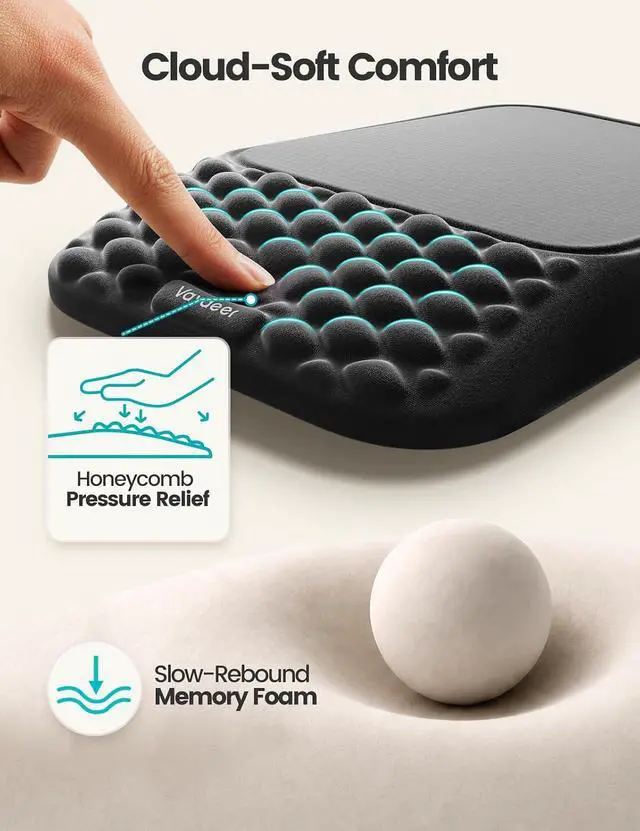 Alt view image 5 of 7 - Mouse Pad with Wrist Rest, Ergonomic Memory Foam Wrist Support | Mouse Wrist Pad with Non-Slip Base for Computer and Laptop, Smooth Tracking for Office Work, Typing and Gaming