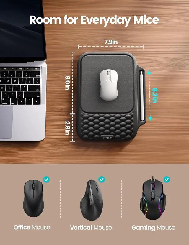 Alt view image 7 of 7 - Mouse Pad with Wrist Rest Storage, Ergonomic Support Memory Foam | Non-Slip Cushioned Mouse Pad Provides Stable Wrist Support And Convenient Storage for Comfortable Home, Office And Gaming Use