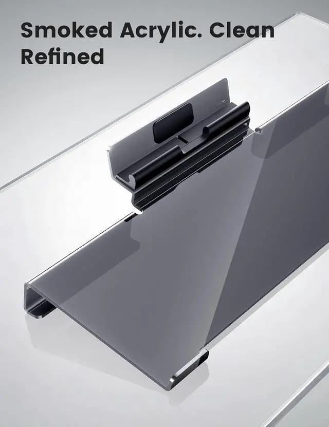 Alt view image 7 of 7 - Keyboard Stand with Phone Stand, Tilted Keyboard and Phone Holder for Desk, Ergonomic Cellphone Riser, Computer Desktop Tray Lift Elevator for Office Typing Home Gaming Acrylic Clear Black