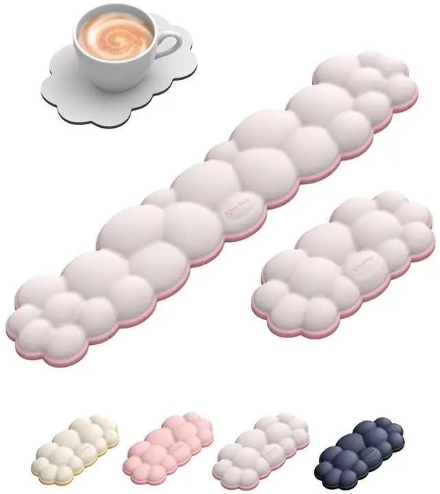 Main image of Cloud Keyboard Wrist Rest Set Ergonomic Memory Foam Wrist Pad for Computer, Laptop & Gaming, Non-Slip Cute Desk Accessories for Office(Keyboard Rest + Mouse Rest + Coaster)