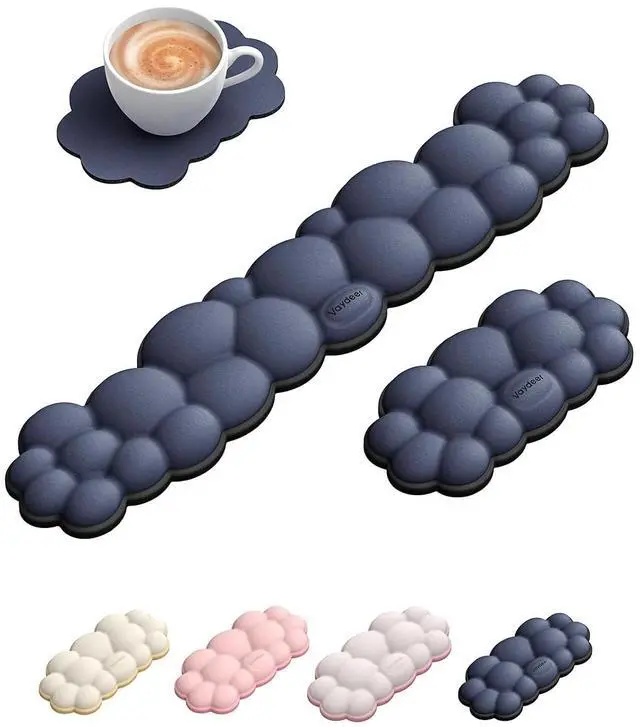 Main image of Cloud Keyboard Wrist Rest Set Ergonomic Memory Foam Wrist Pad for Computer, Laptop & Gaming, Non-Slip Cute Desk Accessories for Office(Keyboard Rest + Mouse Rest + Coaster)