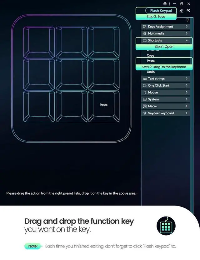 Alt view image 4 of 7 - One-Handed Mechanical Keyboard Support NKRO, Hotkeys, One-Click Start,9 Fully Programmable Keys with Floating Window and Macro Multifunctional Keypad for iOS,Windows, Gift Idea for Him/Her