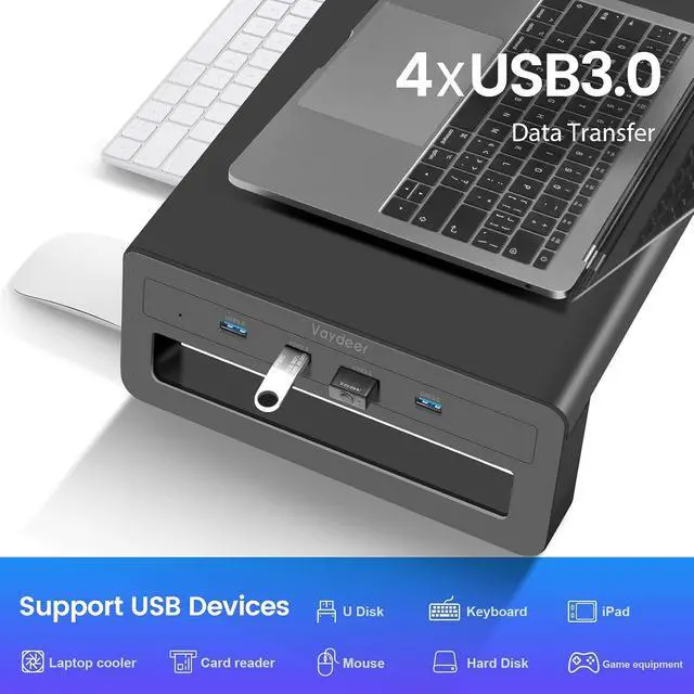 Alt view image 2 of 7 - Dual Monitor Stand Computer Riser with USB 3.0 Hub Ports, Double Metal Stand for 2 Computer, TV, PC, Printer, Multi Media Speaker, Multifunctional Desktop Organizer
