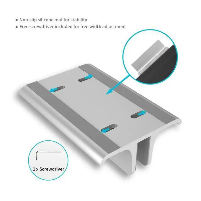Alt view image 6 of 7 - 3-in-1 Aluminum Laptop Stand Vertical Laptop Stand Holder for Desk with Adjustable Dock, Space-Saving Organizer for All MacBook, Surface, Samsung, HP, Dell, up to 17.3 inch