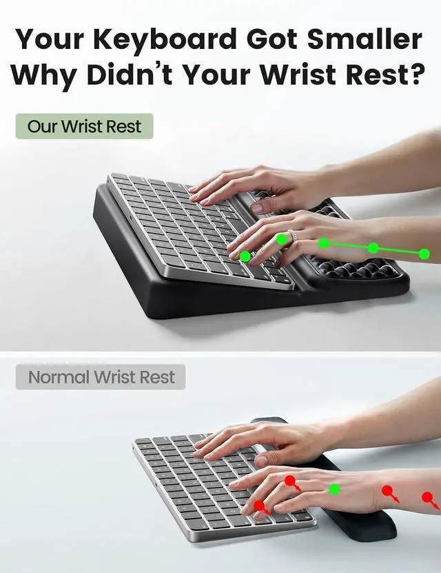 Alt view image 3 of 7 - Medium Keyboard Wrist Rest for Computer, Soft Memory Foam Keyboard Stand with Wrist Support for 60% 65% Keyboard, Non-Slip Laptop Wrist Rest for Gaming Office