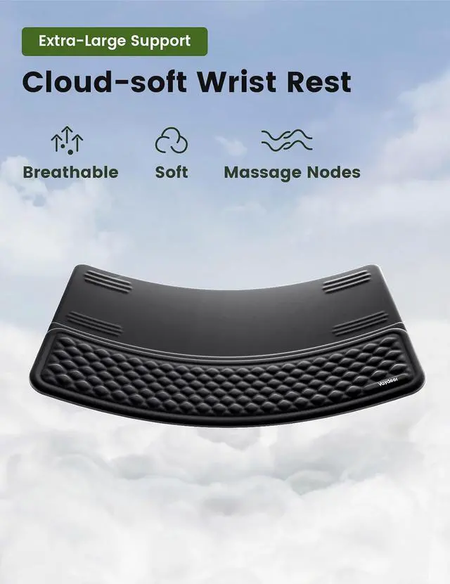 Alt view image 7 of 7 - Extra-Large Keyboard Wrist Rest, Ergonomic Keyboard Stand with Wrist Rest, Ergonomic Keyboard Riser with Soft Memory Foam Cushion for Typing, Gaming, Home Office, Carpal Tunnel Pain Relief