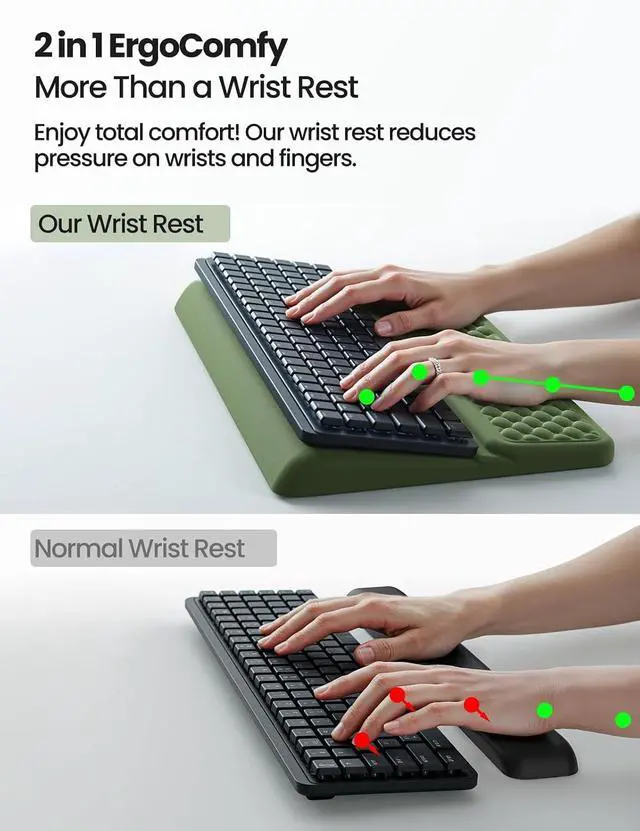 Alt view image 3 of 7 - Wrist Rest with Keyboard Stand, Computer Wrist Support Pad, Ergonomic Keyboard Riser Holder Lifter Tray with Wrist Pad, Soft Memory Foam Desk Cushion, Palm Hand Typing for Office Home School