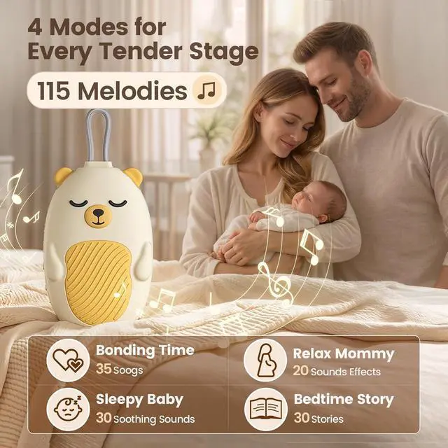 Alt view image 2 of 7 - Baby Sound Machine for Sleep, Portable White Noise Machine with 115 Sounds & 4 Growth Stages, Pregnancy to Toddler Sleep Soother for Newborns, Babies & Moms, Gift-Ready Design