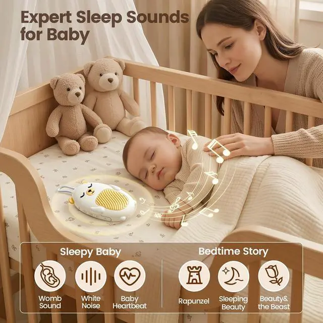 Alt view image 3 of 7 - Baby Sound Machine for Sleep, Portable White Noise Machine with 115 Sounds & 4 Growth Stages, Pregnancy to Toddler Sleep Soother for Newborns, Babies & Moms, Gift-Ready Design