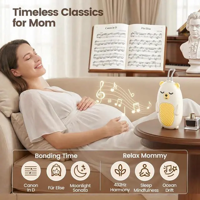 Alt view image 4 of 7 - Baby Sound Machine for Sleep, Portable White Noise Machine with 115 Sounds & 4 Growth Stages, Pregnancy to Toddler Sleep Soother for Newborns, Babies & Moms, Gift-Ready Design