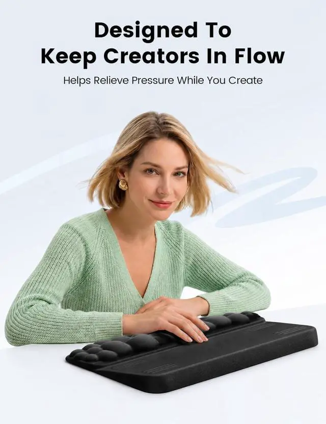 Alt view image 2 of 7 - Cloud Wrist Rest with Keyboard Stand, Computer Wrist Support Pad Soft Memory Foam, Ergonomic Keyboard Riser Holder Lifter Tilted Wrist Cushion for Desk, Palm Hand Typing for Office Home Gaming