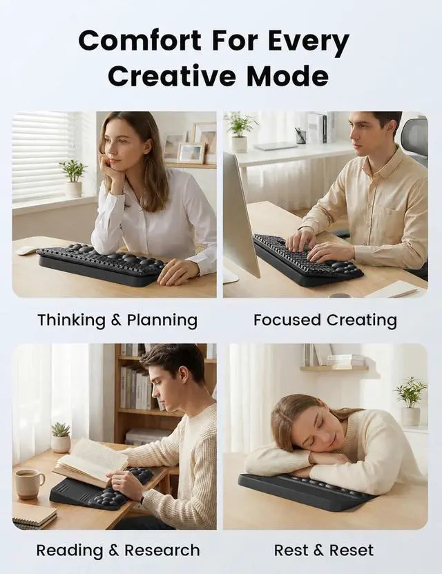 Alt view image 5 of 7 - Cloud Wrist Rest with Keyboard Stand, Computer Wrist Support Pad Soft Memory Foam, Ergonomic Keyboard Riser Holder Lifter Tilted Wrist Cushion for Desk, Palm Hand Typing for Office Home Gaming