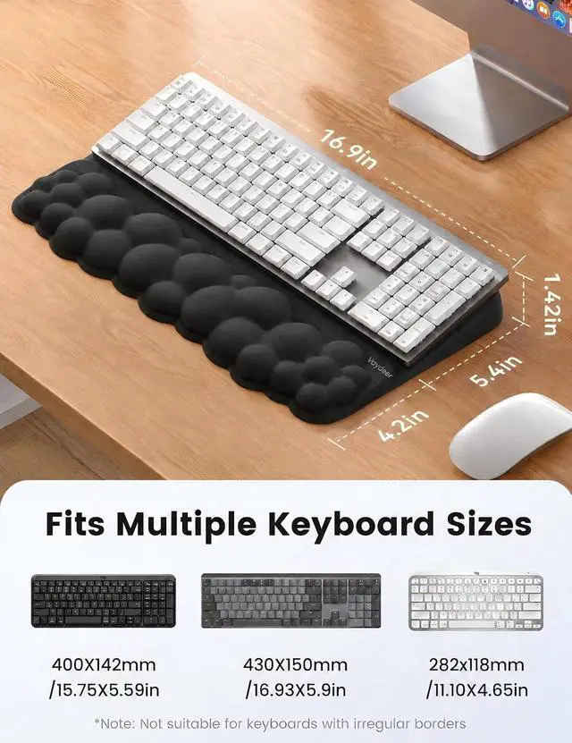 Alt view image 6 of 7 - Cloud Wrist Rest with Keyboard Stand, Computer Wrist Support Pad Soft Memory Foam, Ergonomic Keyboard Riser Holder Lifter Tilted Wrist Cushion for Desk, Palm Hand Typing for Office Home Gaming