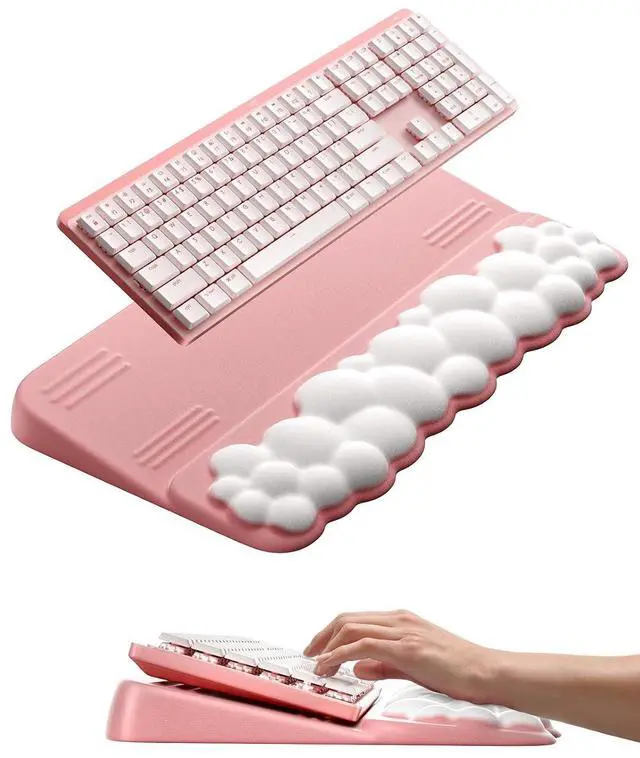 Main image of Keyboard Stand Wrist Rest, Cloud Ergonomic Wrist Support Pad Soft Memory Foam, Computer Keyboard Riser Holder Lifter Tilt Cushion for Desk, Palm Hand Typing for Office Home Gaming Pain Relief