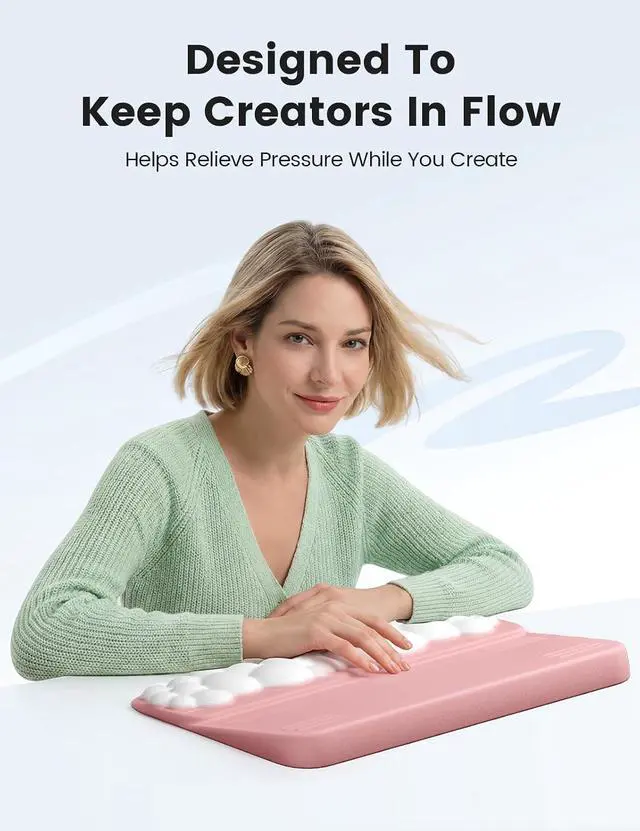 Alt view image 2 of 7 - Keyboard Stand Wrist Rest, Cloud Ergonomic Wrist Support Pad Soft Memory Foam, Computer Keyboard Riser Holder Lifter Tilt Cushion for Desk, Palm Hand Typing for Office Home Gaming Pain Relief