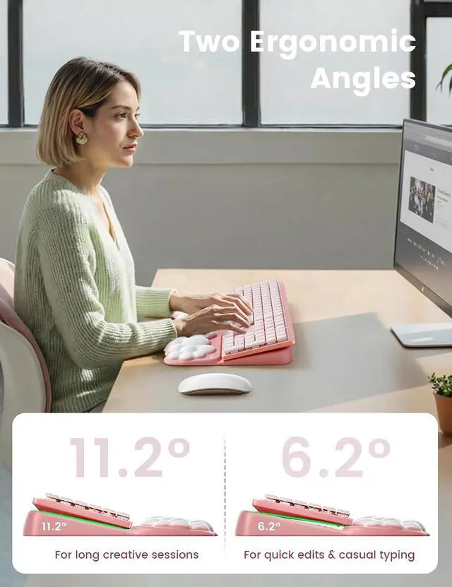 Alt view image 4 of 7 - Keyboard Stand Wrist Rest, Cloud Ergonomic Wrist Support Pad Soft Memory Foam, Computer Keyboard Riser Holder Lifter Tilt Cushion for Desk, Palm Hand Typing for Office Home Gaming Pain Relief