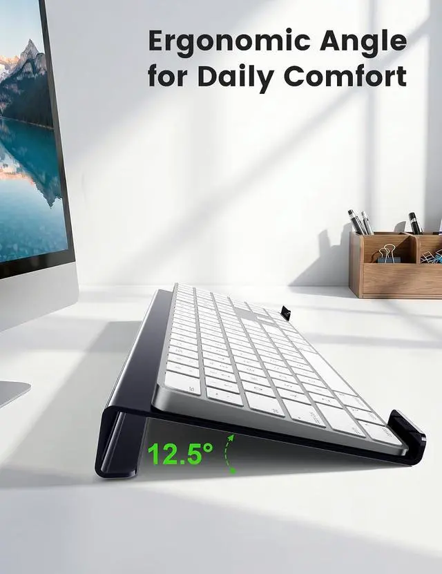 Alt view image 3 of 6 - Keyboard Stand for Desk, Acrylic Tilted Computer Keyboard Riser, Ergonomic Typing Support Holder Lifter Tray Elevator for Office Home School Gaming Desktop Clear Black