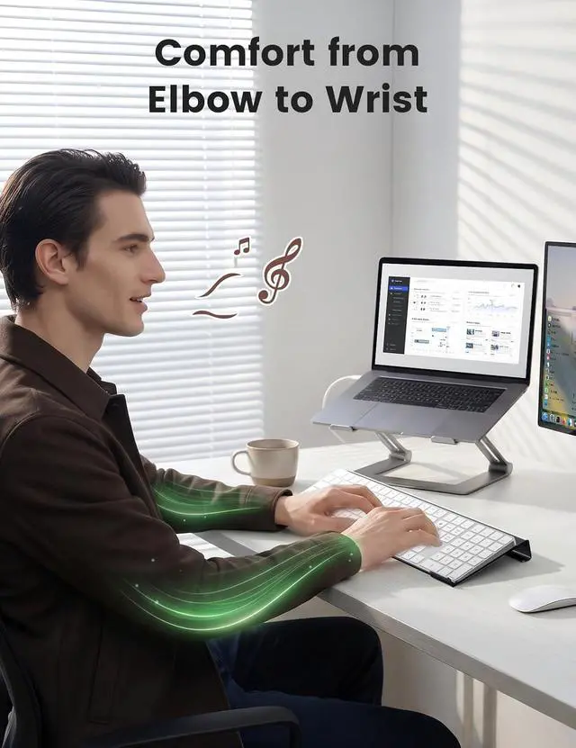 Alt view image 4 of 6 - Keyboard Stand for Desk, Acrylic Tilted Computer Keyboard Riser, Ergonomic Typing Support Holder Lifter Tray Elevator for Office Home School Gaming Desktop Clear Black