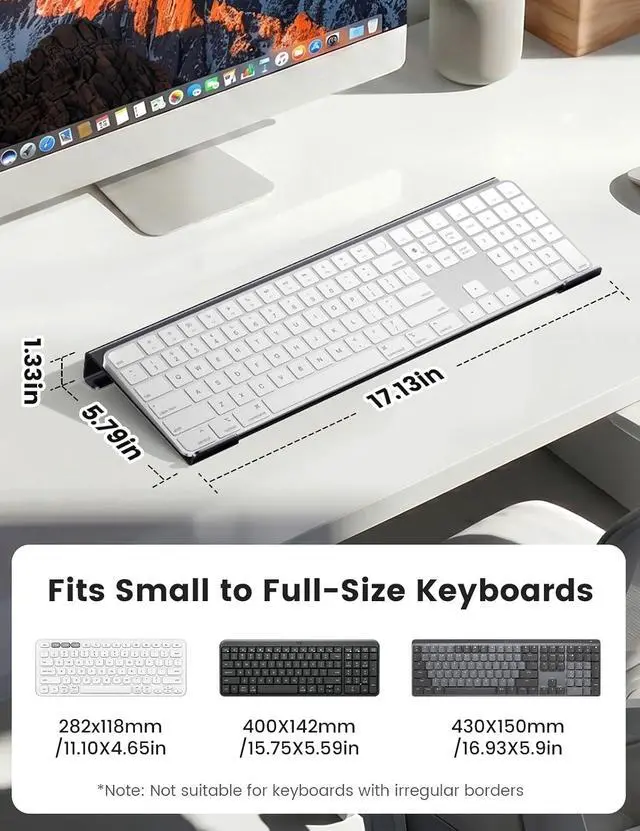Alt view image 5 of 6 - Keyboard Stand for Desk, Acrylic Tilted Computer Keyboard Riser, Ergonomic Typing Support Holder Lifter Tray Elevator for Office Home School Gaming Desktop Clear Black