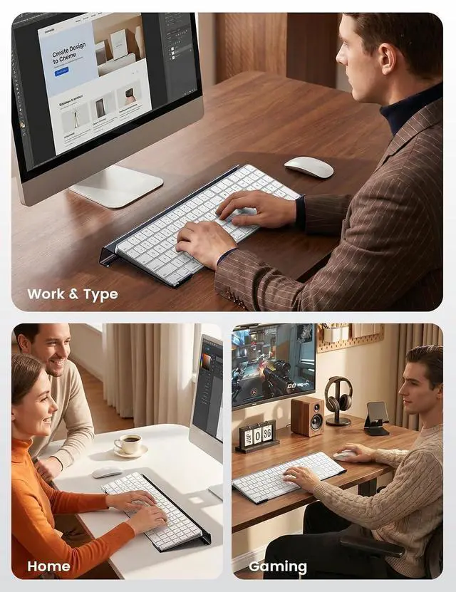 Alt view image 6 of 6 - Keyboard Stand for Desk, Acrylic Tilted Computer Keyboard Riser, Ergonomic Typing Support Holder Lifter Tray Elevator for Office Home School Gaming Desktop Clear Black