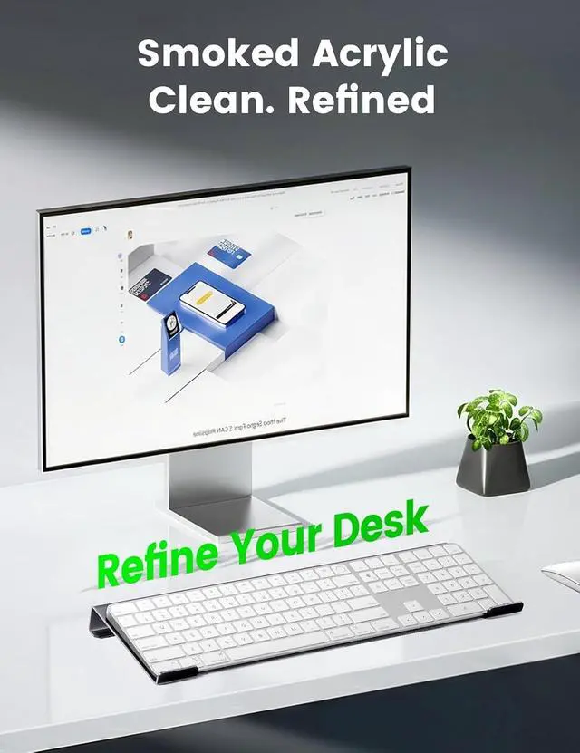Alt view image 2 of 6 - Keyboard Stand for Desk, Acrylic Tilted Computer Keyboard Riser, Ergonomic Typing Support Holder Lifter Tray Elevator for Office Home School Gaming Desktop Clear Black