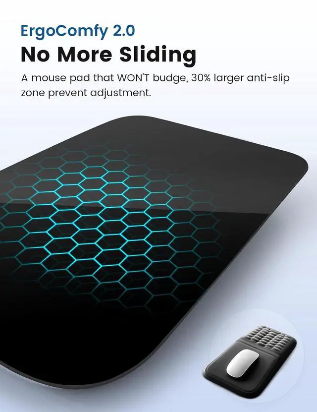 Alt view image 7 of 7 - Ergonomic Mouse Pad with Wrist Rest Memory Foam Mouse Pad with Wrist Support & Massage Bulge, Non-Slip PU Base, Relieves Carpal Tunnel Pain Ideal Mouse Wrist Rest for Office & Home