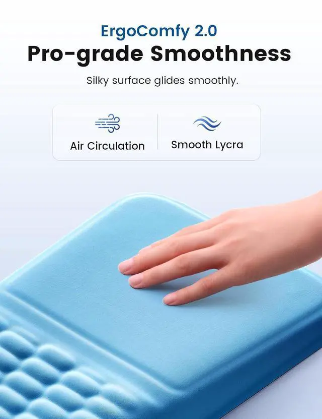 Alt view image 6 of 7 - Ergonomic Mouse Pad with Wrist Rest Memory Foam Mouse Pad with Wrist Support & Massage Bulge, Non-Slip PU Base, Relieves Carpal Tunnel Pain Ideal Mouse Wrist Rest for Office & Home (Blue)