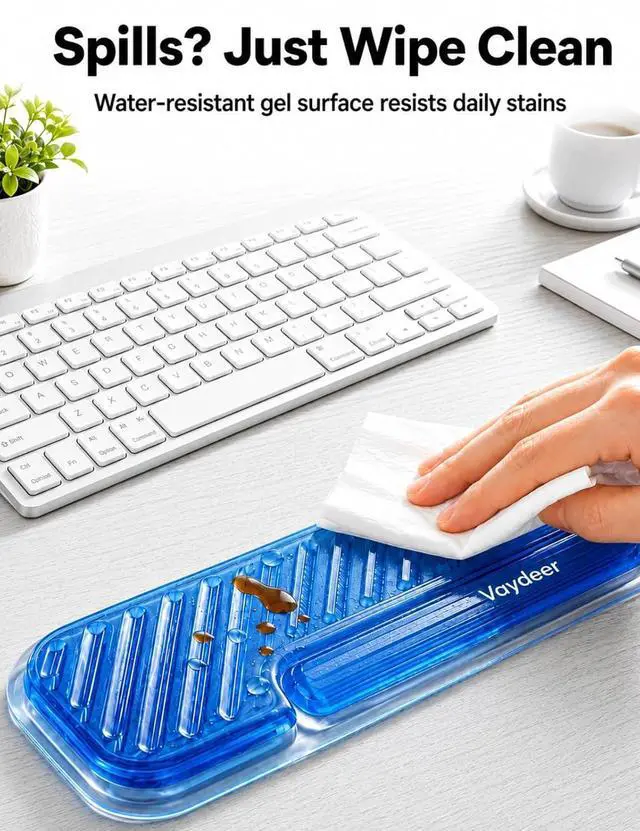 Alt view image 5 of 7 - Ergonomic Gel Keyboard Wrist Rest and Mouse Pad with Wrist Rest Set | Cooling Gel Wrist Support for Comfortable Typing, Gaming and Remote Work with Non-slip Base for Stable Desk Use, Blue