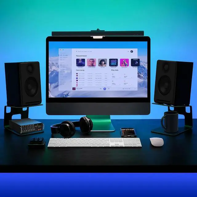 Alt view image 4 of 7 - Desktop Speaker Stands with Vibration Absorption Pads, Metal Speaker Stands Pair Support Up to 40lbs,Bookshelf Speaker Stands for Better Audio Experience (7.09 x 5.51 x 5.12 inch)
